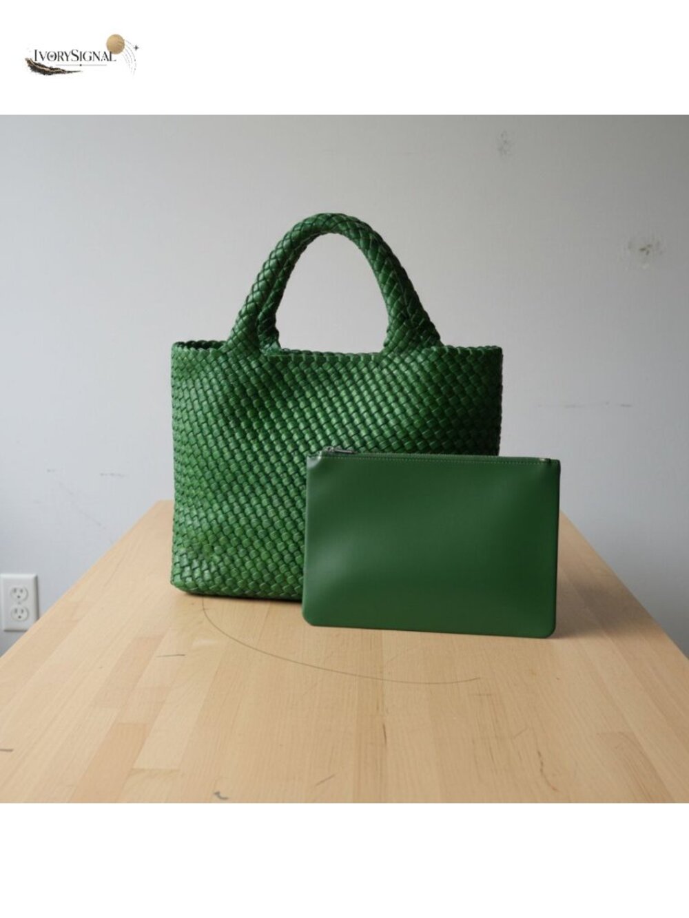 Woven Vegan Leather Tote Bag Large Capacity Shoulder Shopper Handbag with